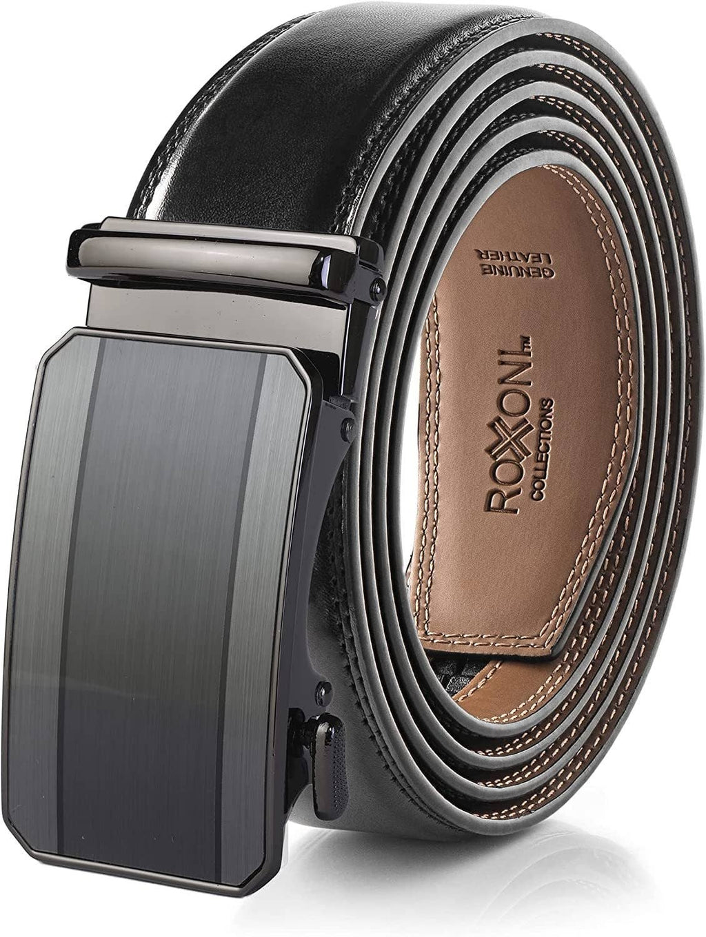 Men’s Genuine Leather Ratchet Belt with Automatic Buckle