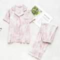 Pink Toile Viscose Pajama Set – Short Sleeve Pajamas