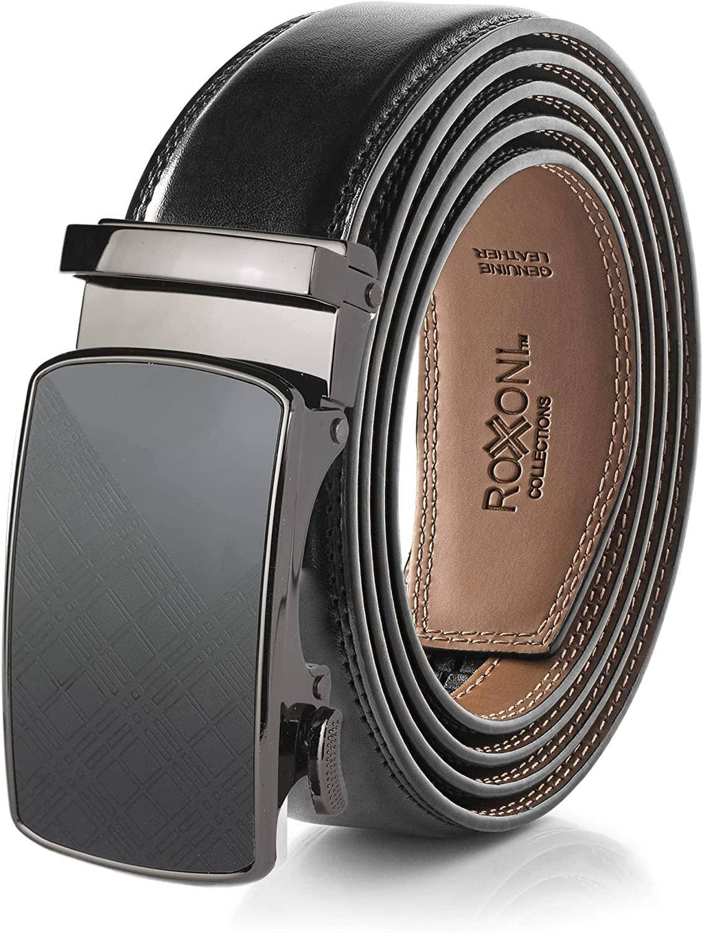 Men’s Genuine Leather Ratchet Belt with Automatic Buckle