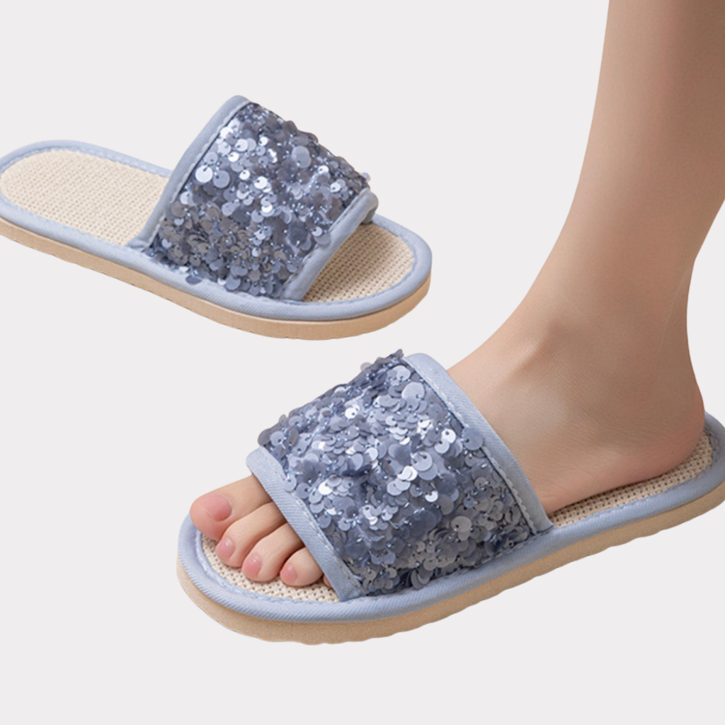 Sequin Linen House Slippers – Bridal & Spa Collection