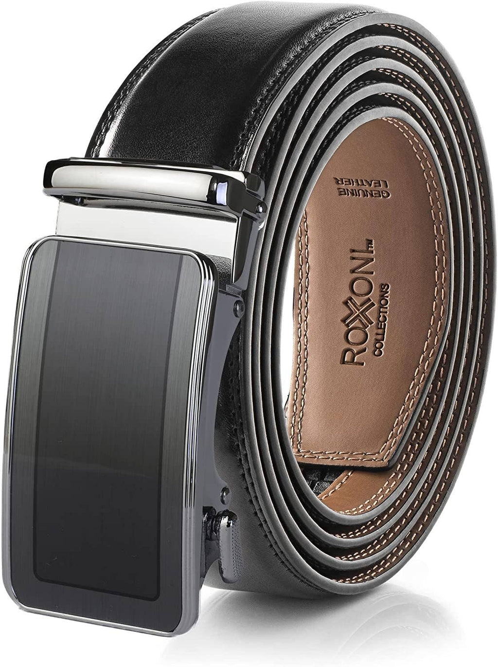 Men’s Genuine Leather Ratchet Belt with Automatic Buckle