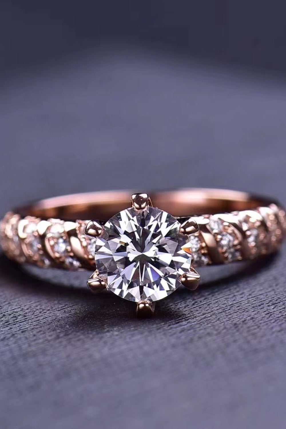 1 Carat Moissanite 18K Rose Gold-Plated 6-Prong Ring