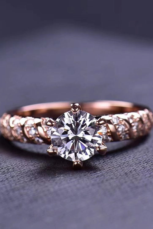 1 Carat Moissanite 18K Rose Gold-Plated 6-Prong Ring